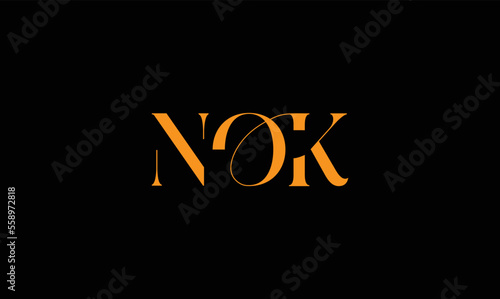 NOK Letter logo design, NOK vector logo, NOK with shape, NOK template with matching color, NOK logo Simple, Elegant, NOK Luxurious Logo, NOK Vector pro, NOK Typography, 