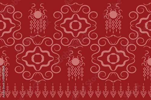 Ethnic fabric pattern geometric style. Sarong Aztec Ethnic oriental pattern traditional Crimson red background. Abstract,vector,illustration. use for texture,clothing,wrapping,decoration,carpet.