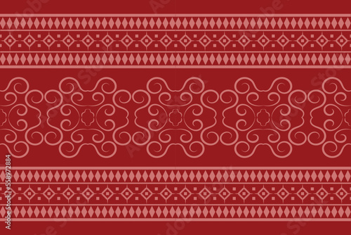 Ethnic fabric pattern geometric style. Sarong Aztec Ethnic oriental pattern traditional Crimson red background. Abstract,vector,illustration. use for texture,clothing,wrapping,decoration,carpet.