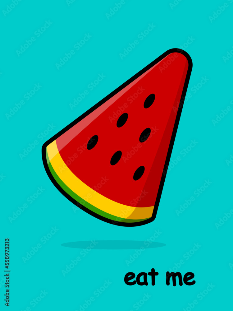 Cartoon watermelon. Eat me postcard. Vector illustration Cartoon watermelon. Eat me postcard. Vector illustration