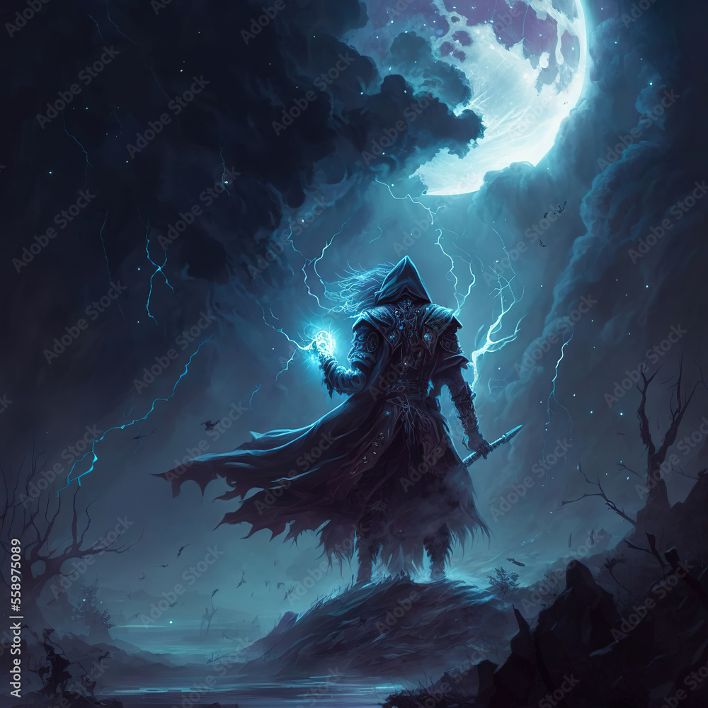 Obraz premium dark fantasy warrior, magic, sci-fi, dark fantasy, character, art illustration