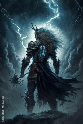 dark fantasy warrior, magic, sci-fi, dark fantasy, character, art illustration