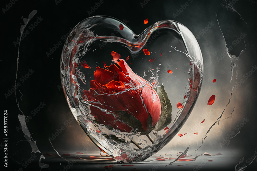 Download Dark and Ominous Image of a Broken Glass Heart PNG Online -  Creative Fabrica