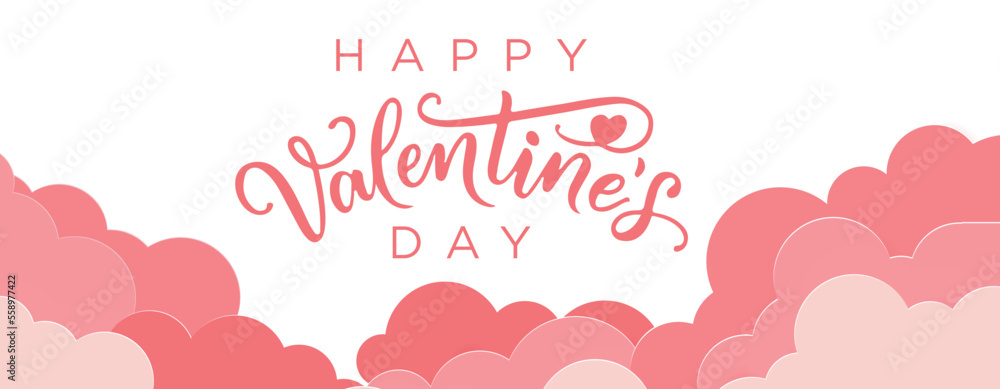 Valentines day background with heart pattern and typography of happy valentines day text . Vector illustration. Wallpaper, flyers, invitation, posters, brochure, banners.	