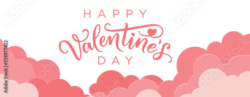 Valentines day background with heart pattern and typography of happy valentines day text . Vector illustration. Wallpaper, flyers, invitation, posters, brochure, banners. 