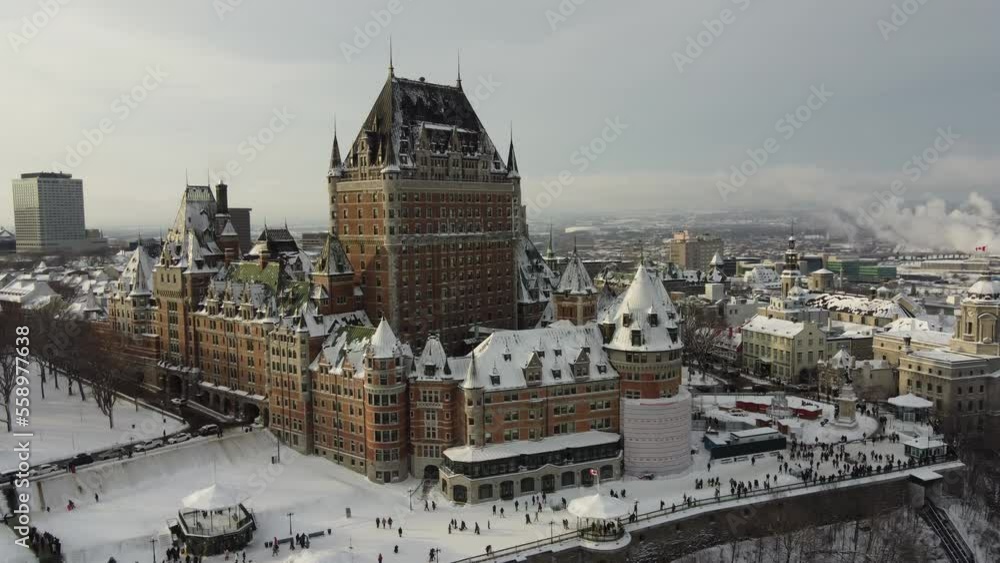 Québec- Old Town Aerial in Winter	