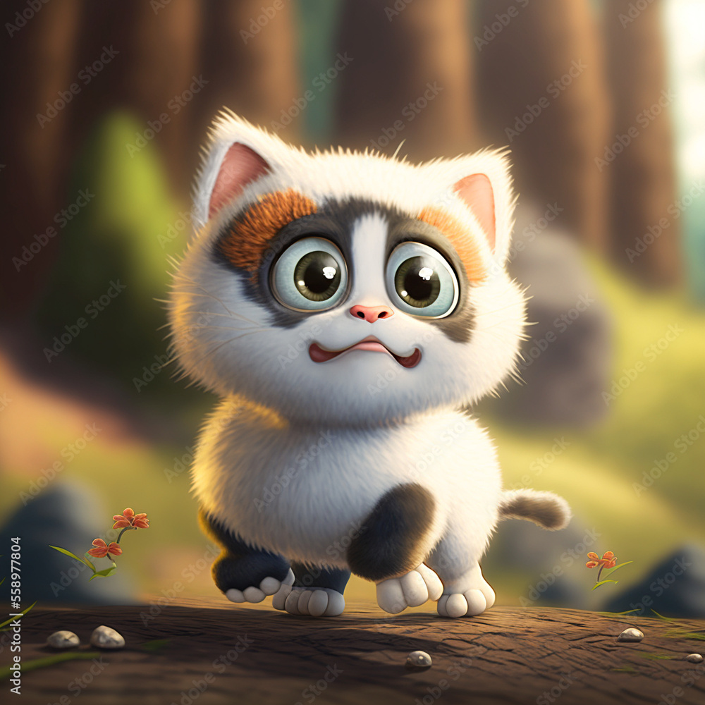 Fototapeta premium Illustration of a cute kitten - Isolated - Created with Generative AI Technology