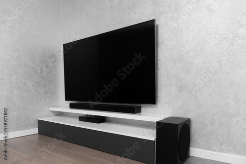 Modern living-room with TV and hifi equipment
