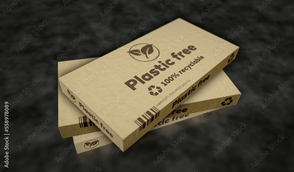 Plastic free and eco friendly pack 3d illustration Plastic free and eco friendly pack 3d illustration