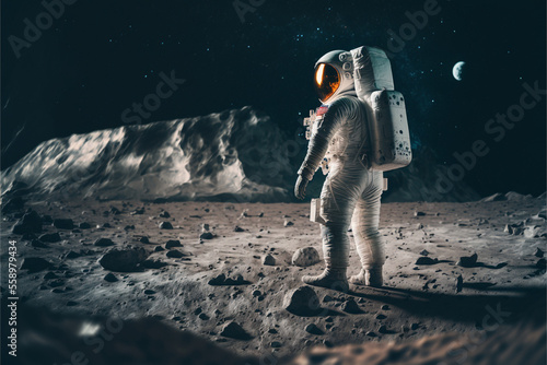 astronaut on the moon  travel to another planet  art  ai generation