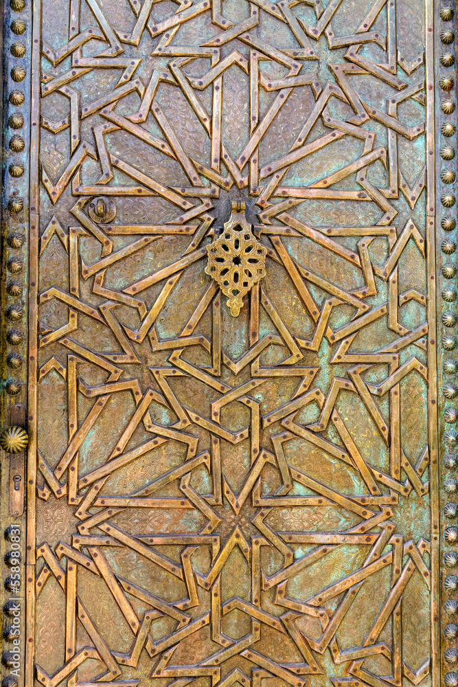 Metal old antique door and door handle in jaffa Israel