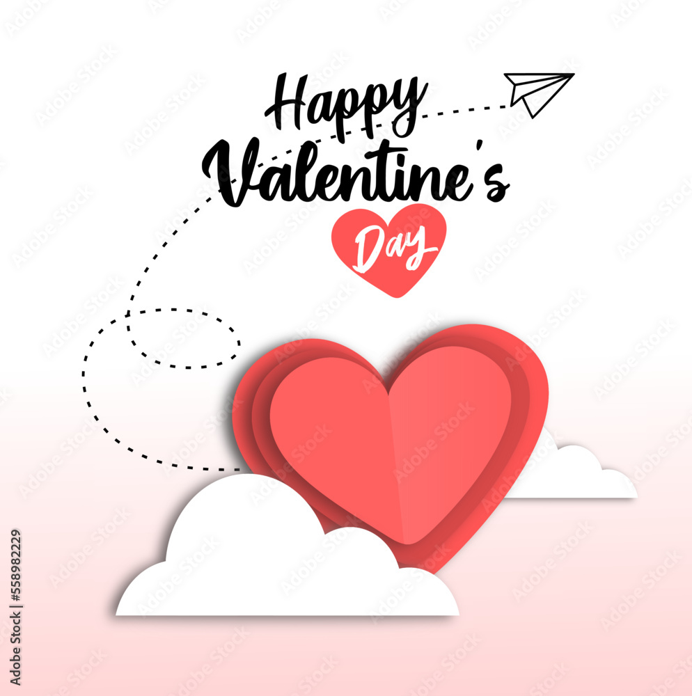 Valentines day background with heart pattern and typography of happy valentines day text . Vector illustration. Wallpaper, flyers, invitation, posters, brochure, banners.