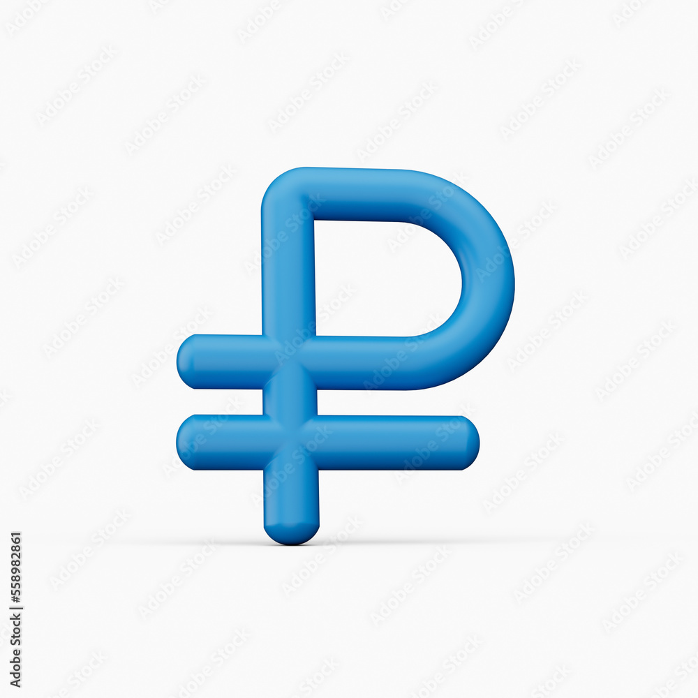 Blue Russian ruble currency symbol icon 3d illsutration Blue Russian ruble currency symbol icon 3d illsutration