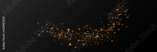 Sparkling magic dust particles. Yellow dust yellow sparks and golden stars shine with special light. Christmas