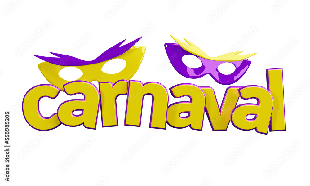 Obraz premium Carnaval brasil - título 3D com mascaras 