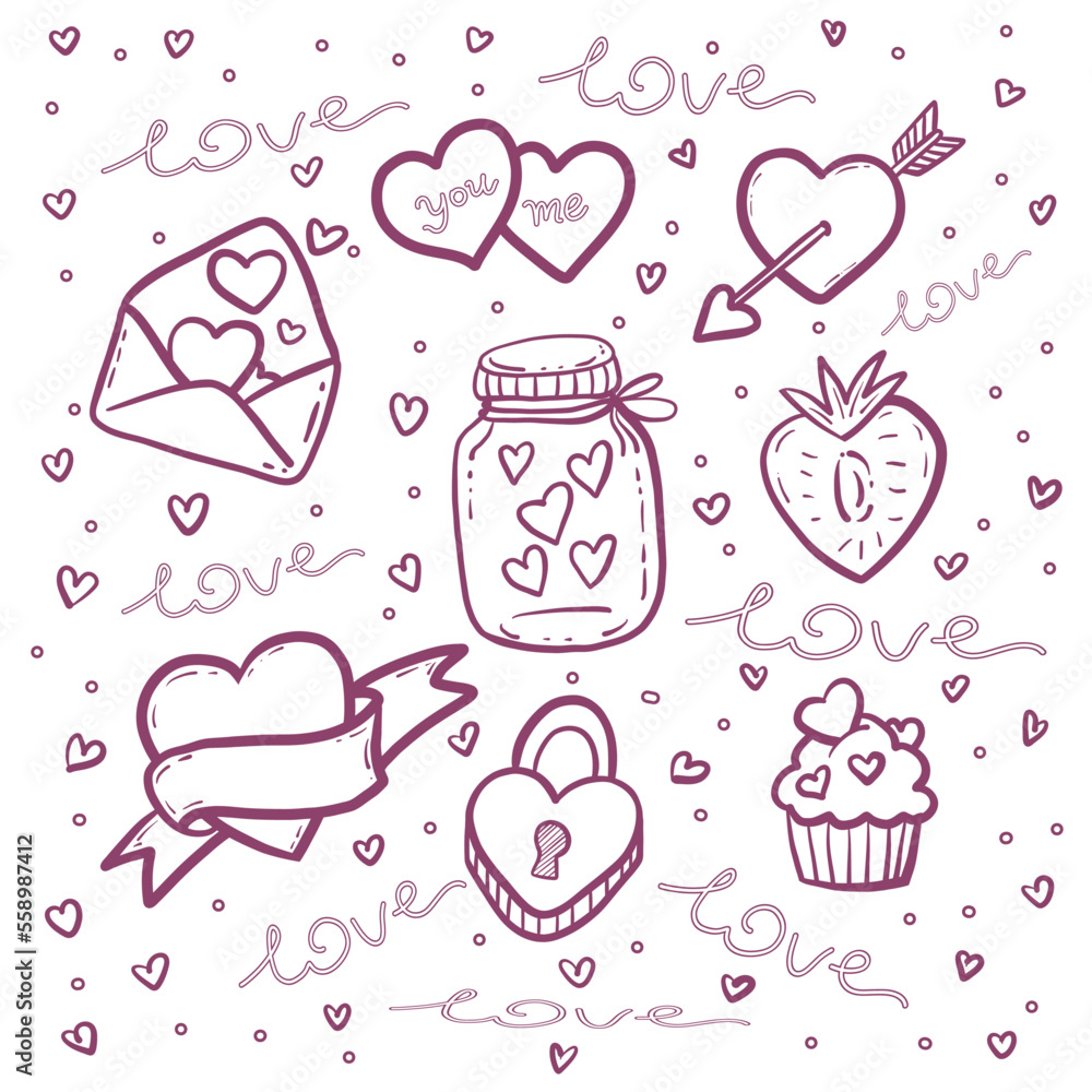 set of valentine icons set of valentine icons