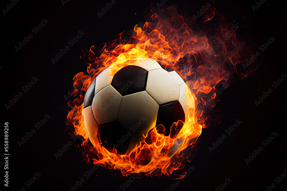 Fototapeta premium Burning Soccer Ball. Generative AI.