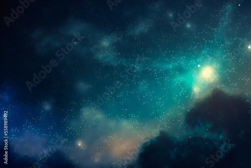 Dark Night Starry Sky Background. Image created with Generative AI technology.