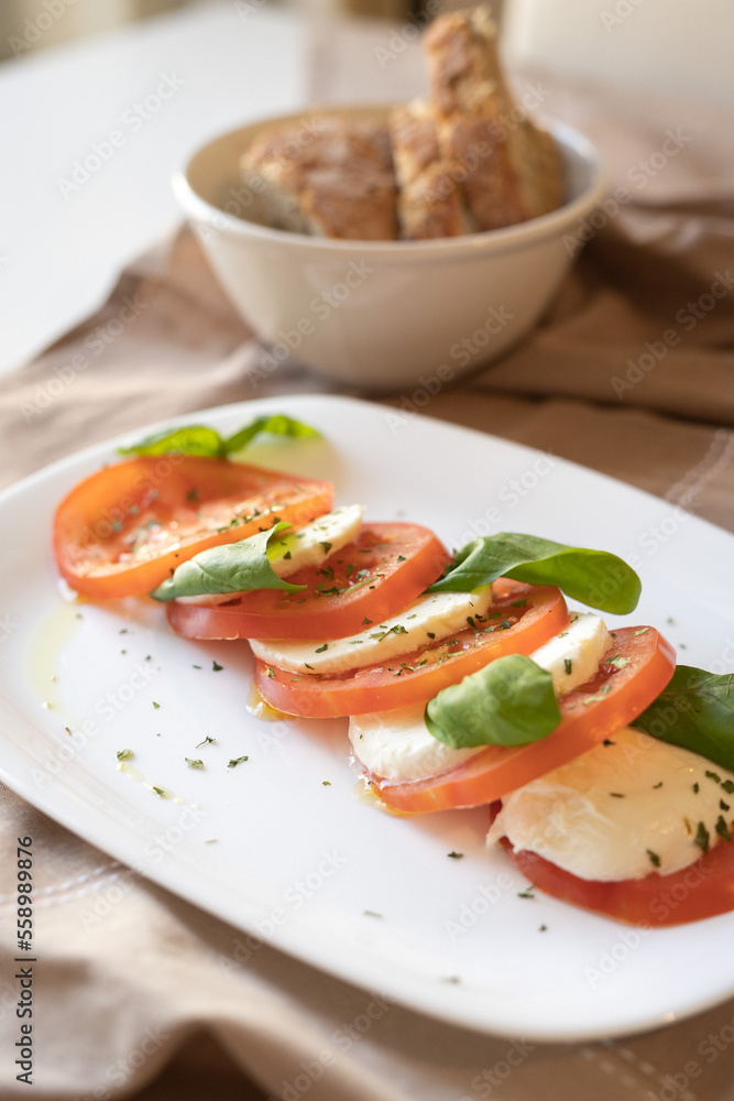 caprese salad with cheese and tomato