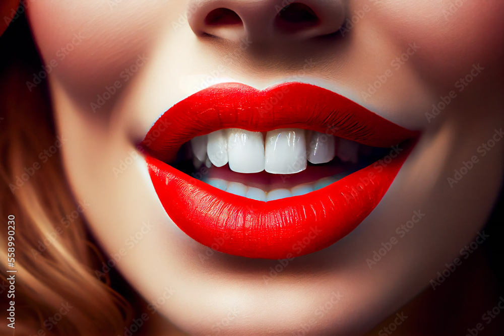 Perfect lips. shot of womans lips. Generative AI. Perfect lips. shot of womans lips. Generative AI.