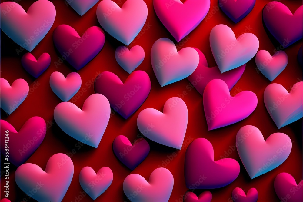 Valentines day heart pattern background. Generative AI