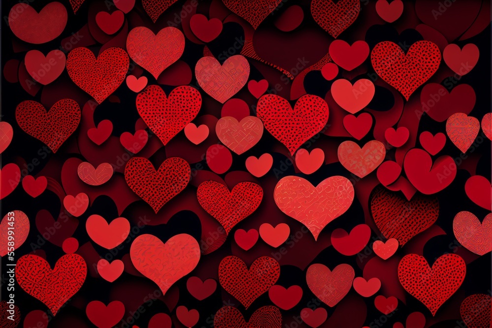 Valentines day heart pattern background. Generative AI