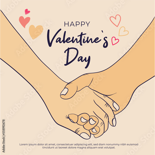 Happy valentines day Background with couple holding hands romantically
