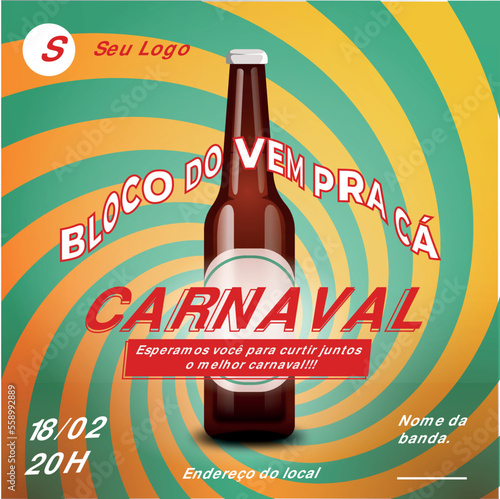 Cartão de convite para carnaval 