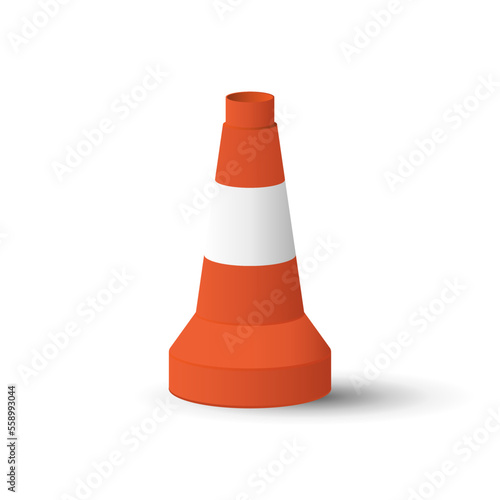 Realistic guard cone vector mockup on transparent background.