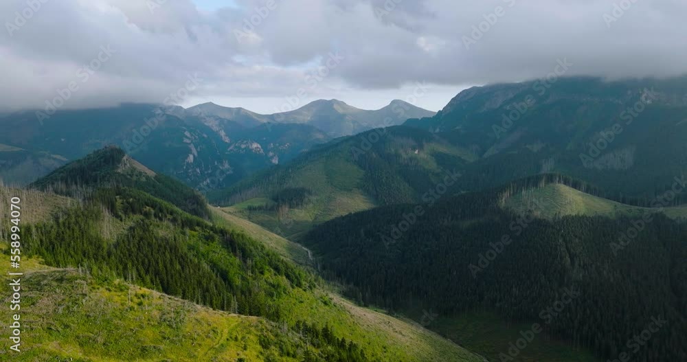Beautiful mountain landscape in summer, cloudy sky, forest and rocks. Zakopane Beautiful mountain landscape in summer, cloudy sky, forest and rocks. Zakopane
