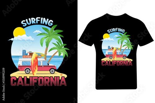 Surfing califonia T Shirt Design,