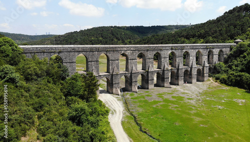 Located in Istanbul, Turkey, the Guzelce Aqueduct was built by Mimar Sinan in the 16th century. photo