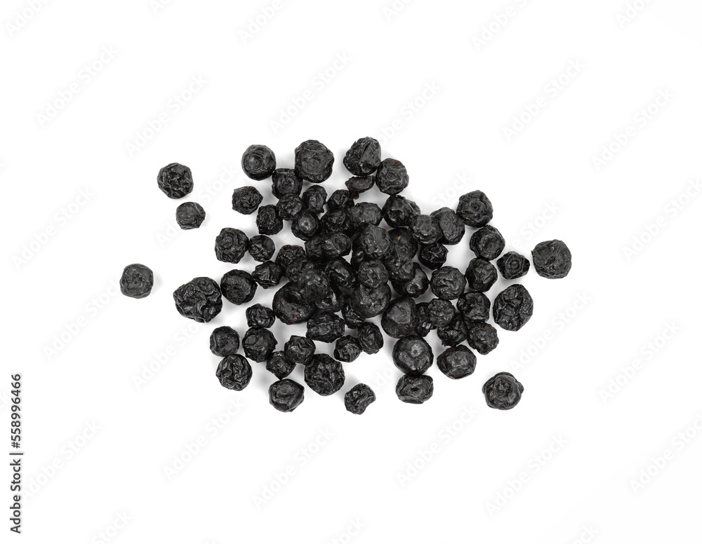 Dried aronia on a white background. Dried aronia on a white background.