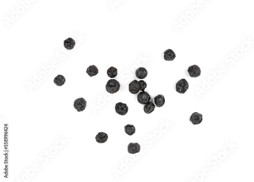 Dried aronia on a white background.