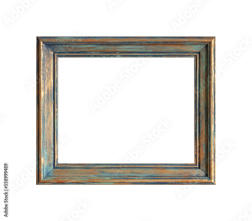 Wooden frame in Provence style: green and gold. Isolated