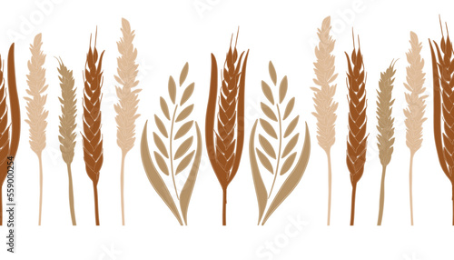 Wheat horizantal in a row border design seamless pattern
