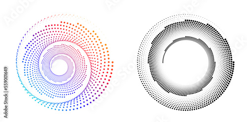 Set design element circle. Isolated bold vector colors golden ring from. Abstract glow wavy stripes of many glittering swirl created using Blend Tool. Vector illustration EPS10 for your presentation