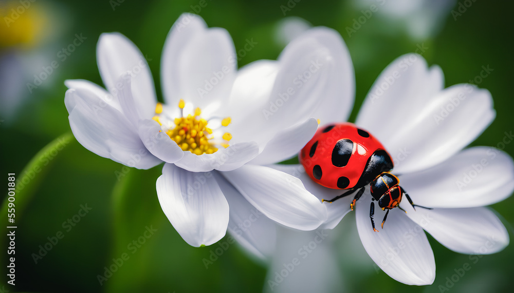 White daisies in a green field. Generative AI White daisies in a green field. Generative AI