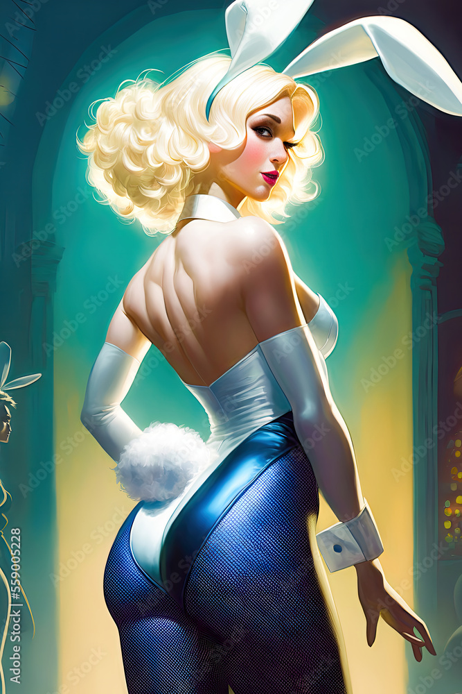 Sexy Bunny Girl Easter Party Rabbit Kostüm Generative AI Digital Art