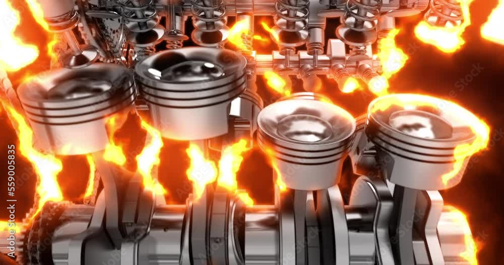 Raw power V8 engine accurately working and generating power. Explosions ...