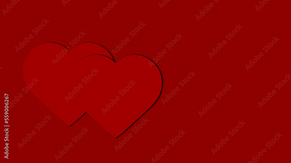 Red hearts on a red background. Card. Valentine's Day. Love. Image of a heart. Hearts. many hearts