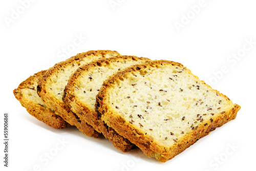 slices of white bread with flax and seeds