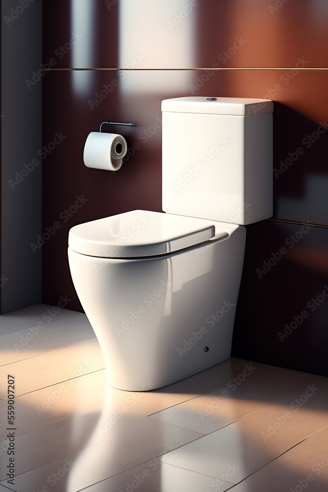 Stylish bathroom interior with toilet bowl and other essentials Stylish bathroom interior with toilet bowl and other essentials