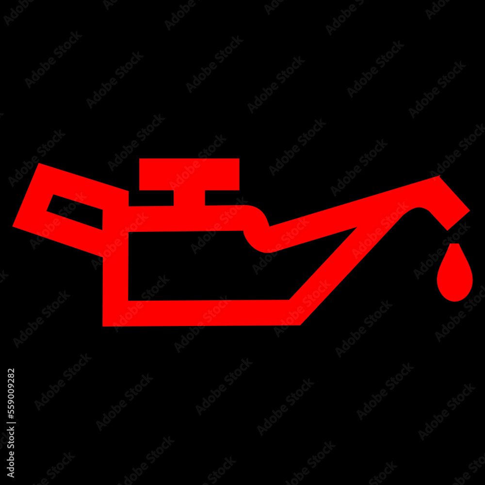Red vector graphic on a black background of a dashboard warning light