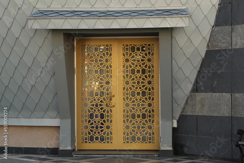 Detailed parts of a mosque with gold