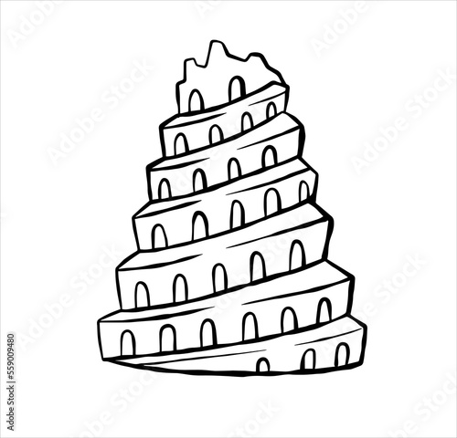Tower of Babel. Ancient city Babylon Fototapet