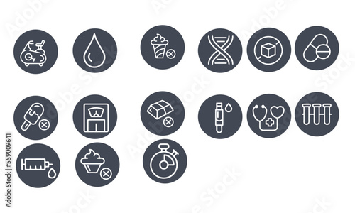 Diabetes icons set vector design 