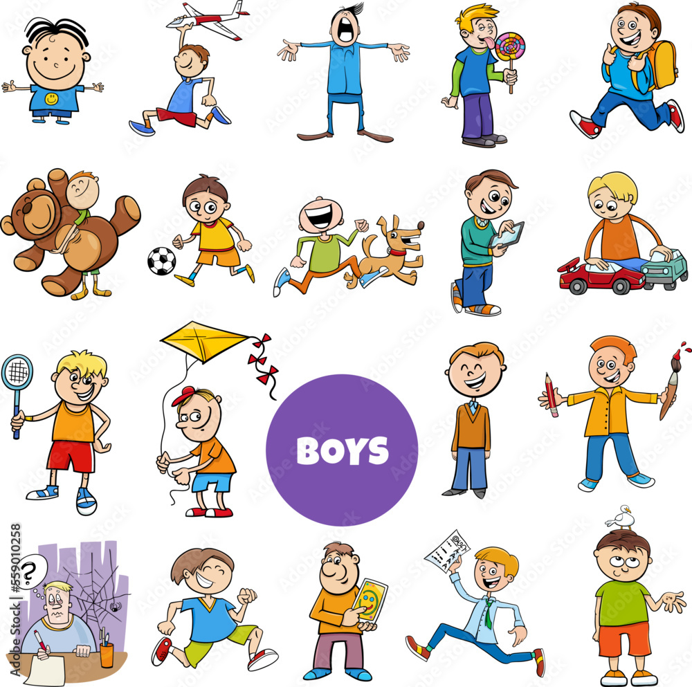 cartoon teen and elementary age boys characters set cartoon teen and elementary age boys characters set