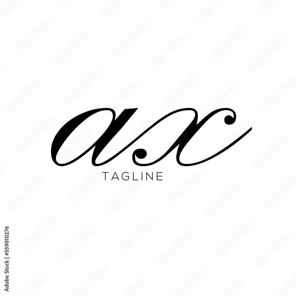 A hand-drawn signature logo design template A hand-drawn signature logo design template
