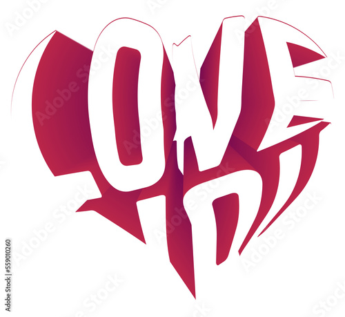 Valentines Day, Words Love You shaped in Heart on a transparency background. photo